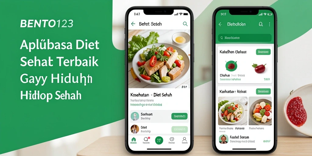 Tampilan antarmuka BENTO123 yang menarik dan fungsi Diet Sehat.