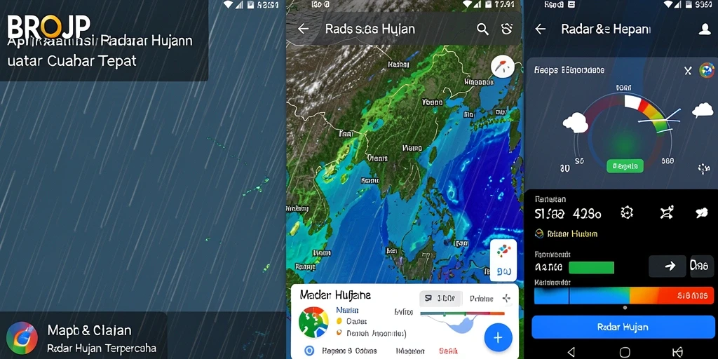 Tampilan antarmuka utama aplikasi Radar Hujan BROJP.
