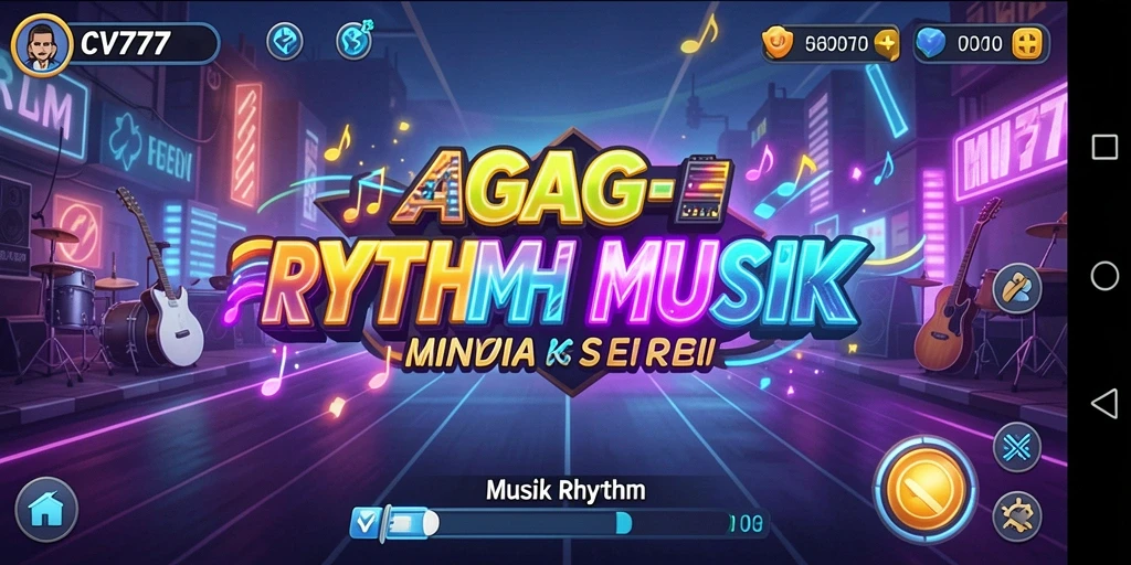 Tampilan antarmuka menarik dari game Musik Rhythm CV777.