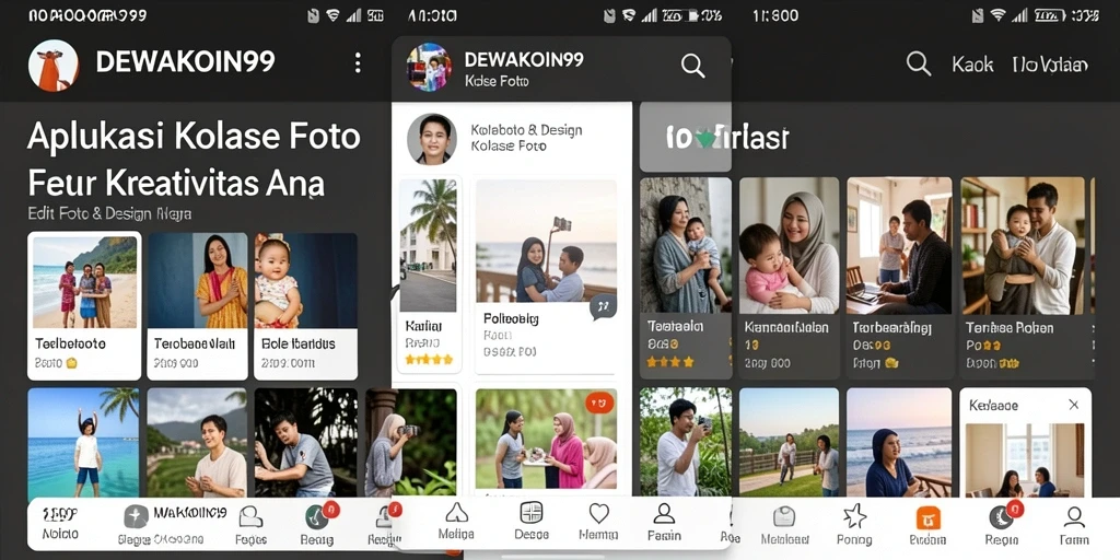 Screenshot DEWAKOIN99 menampilkan antarmuka kolase foto yang menarik.