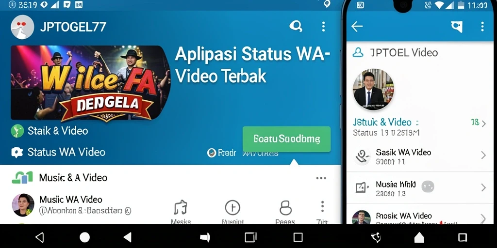 Antarmuka aplikasi JPTOGEL77 yang menarik untuk Status WA Video.