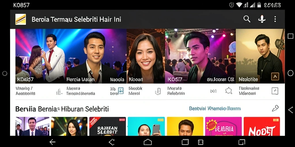 Antarmuka aplikasi KO857 yang mudah digunakan untuk berita selebriti.