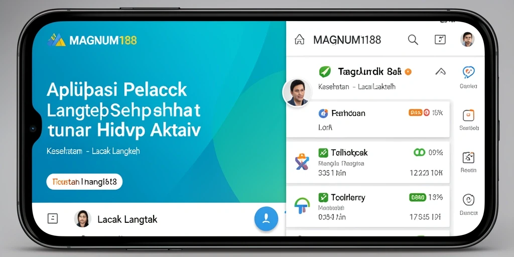 Antarmuka MAGNUM188 menunjukkan statistik langkah dan kalori terbakar.