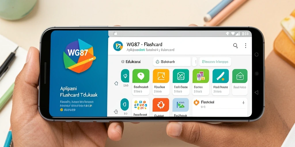 Antarmuka aplikasi WG87 yang memudahkan pengguna untuk membuat flashcard.