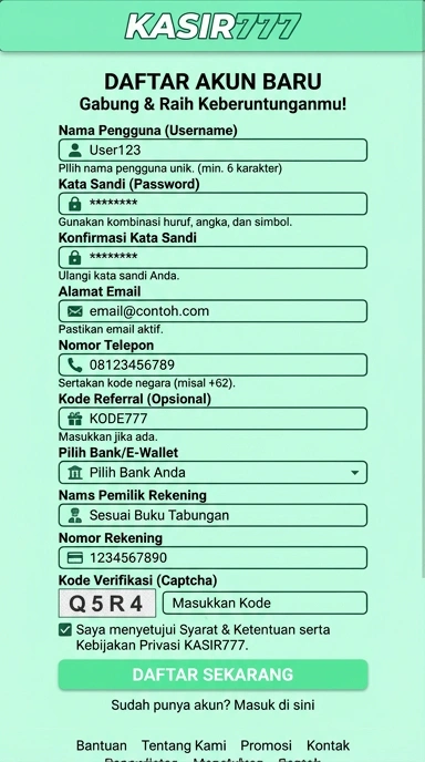 Panduan Registrasi Akun Kasir777 untuk Android